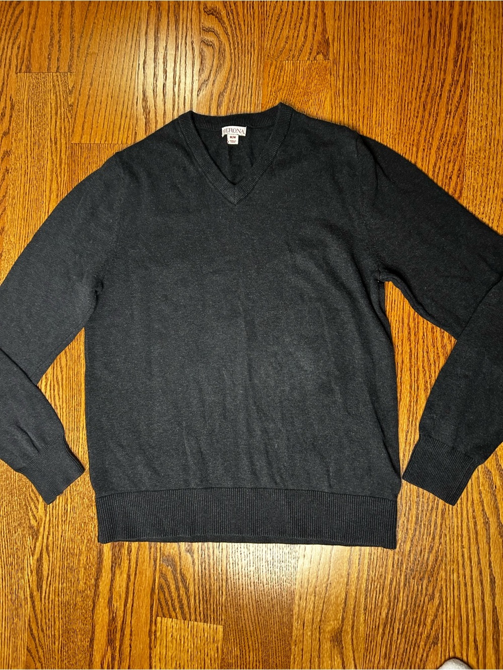 Merona Men’s M Medium Black V-Neck Pullover Sweater Cotton Nylon Wool Blend